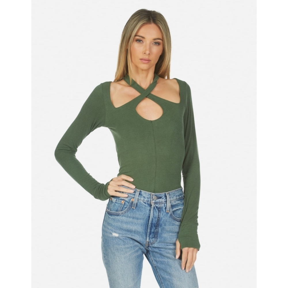 Michael Lauren Green Crisscross Top - Picture 4 of 16